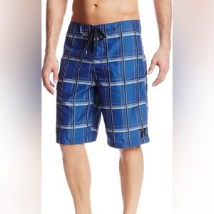 HURLEY Men’s Casual Plaid Striped Board Shorts